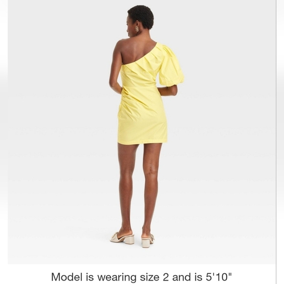 Target Yellow Asymmetrical Ruched Cocktail Dress Size 10 - Picture 7 of 8
